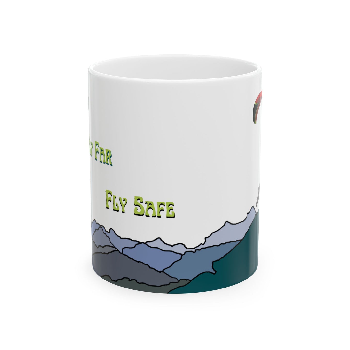 Fly High, Fly Far, Fly Safe Red Paraglider Mug