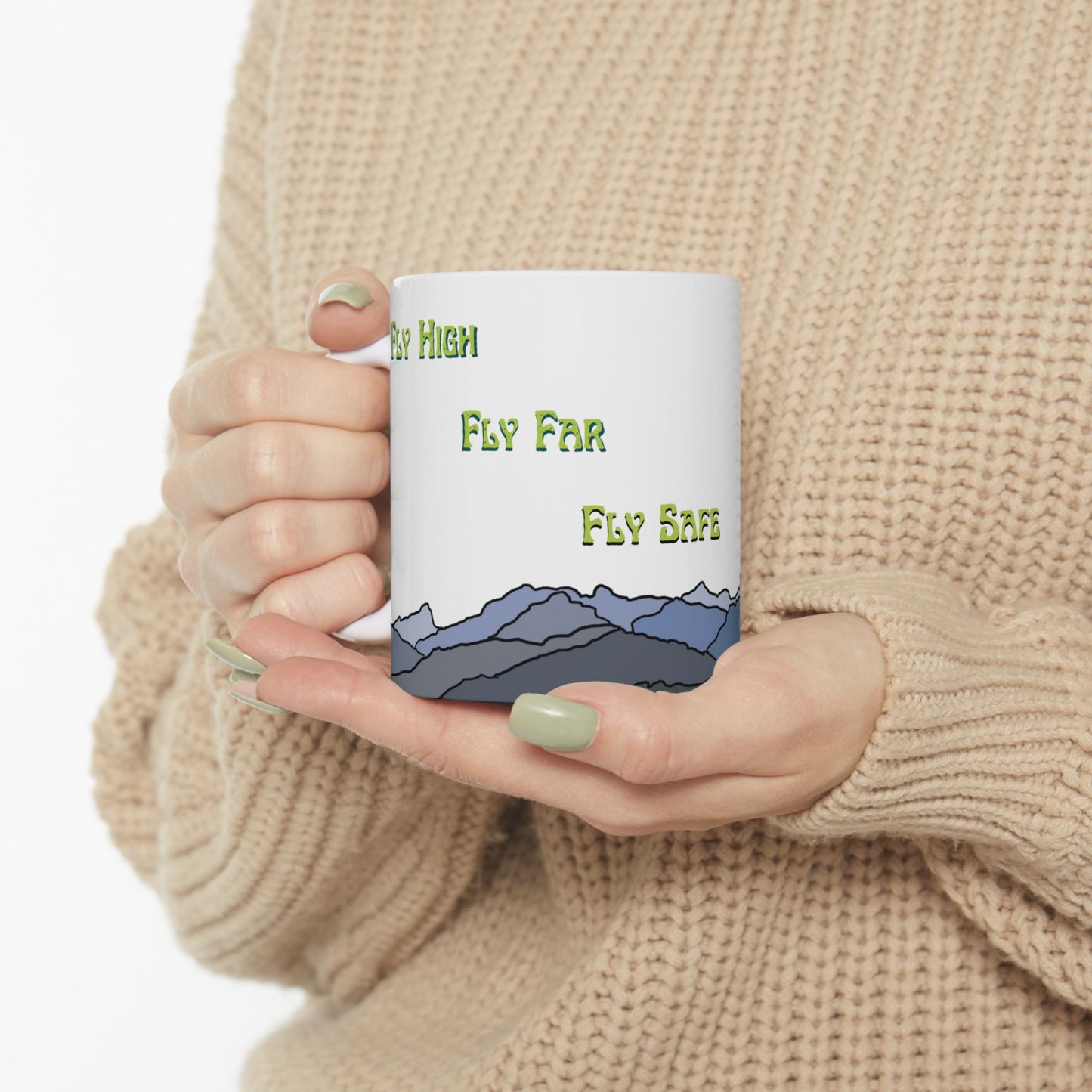 Fly High, Fly Far, Fly Safe Red Paraglider Mug