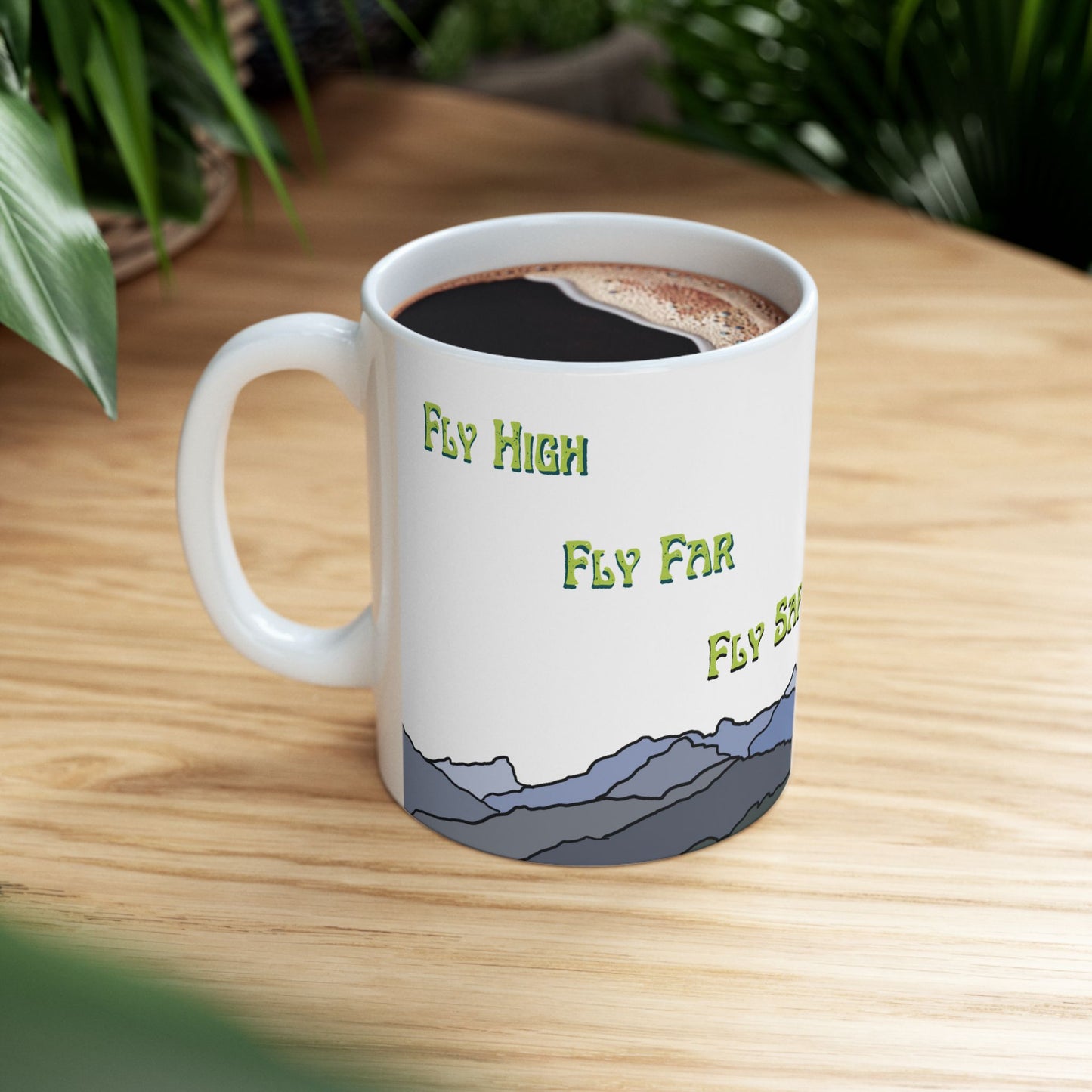 Fly High, Fly Far, Fly Safe Red Paraglider Mug