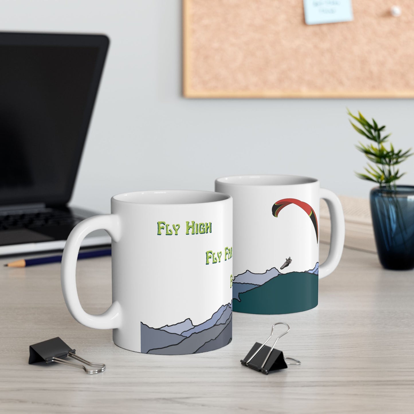 Fly High, Fly Far, Fly Safe Red Paraglider Mug