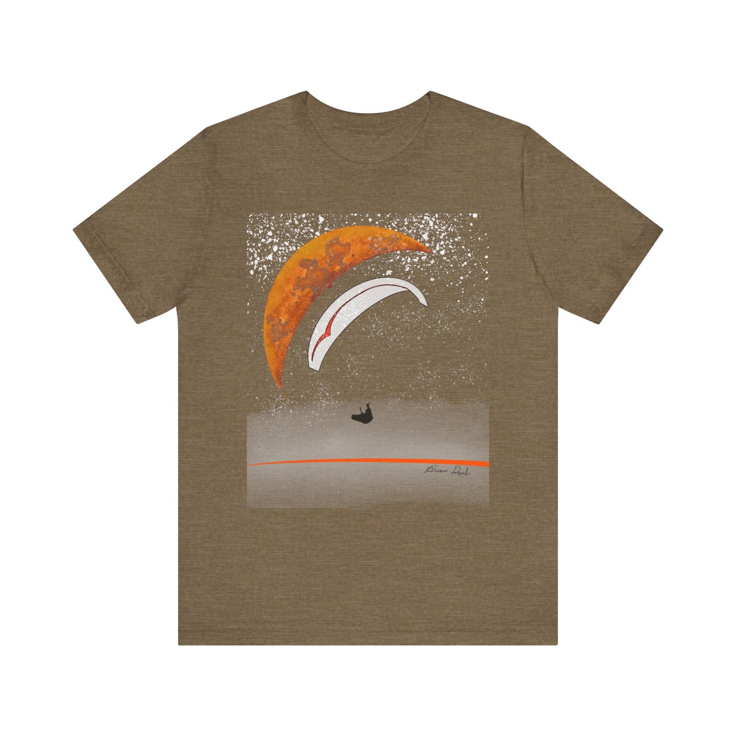 Short Sleeve Tee - Celestial Paragliding Under Crescent Moon and Starry Skies Design