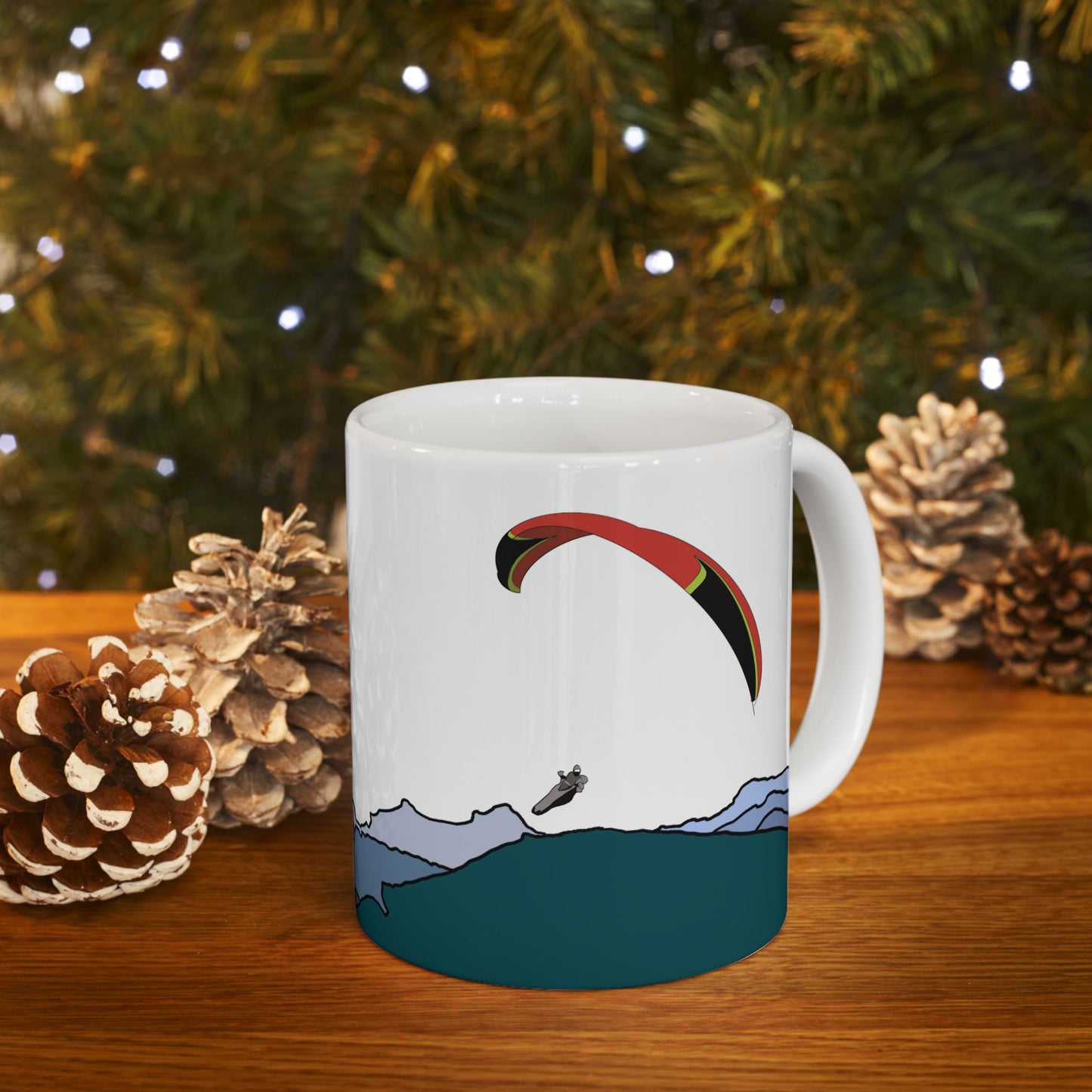Fly High, Fly Far, Fly Safe Red Paraglider Mug
