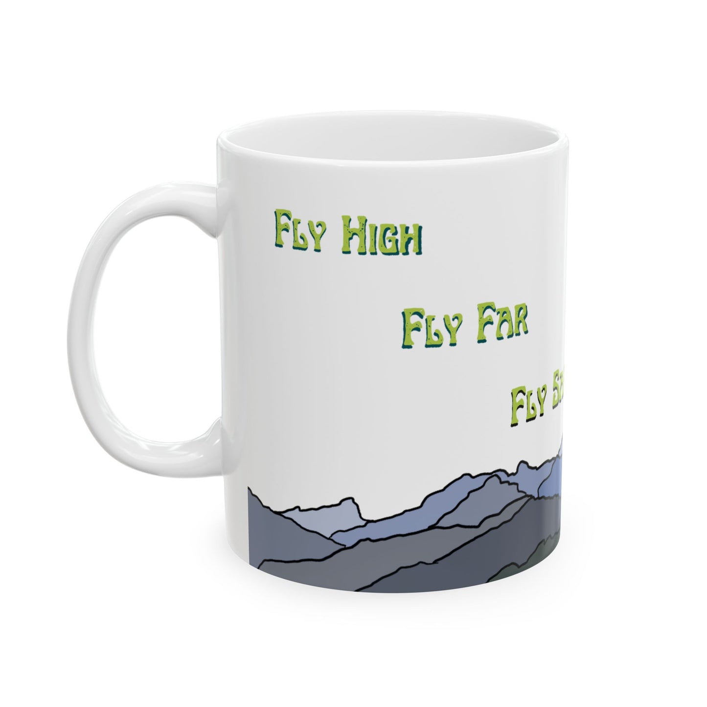 Fly High, Fly Far, Fly Safe Red Paraglider Mug