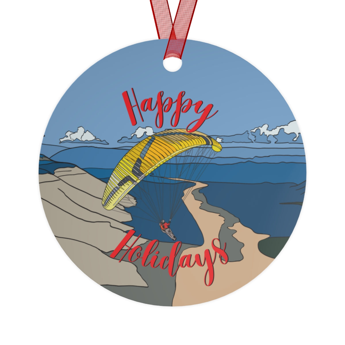Happy Holidays Yellow Paraglider