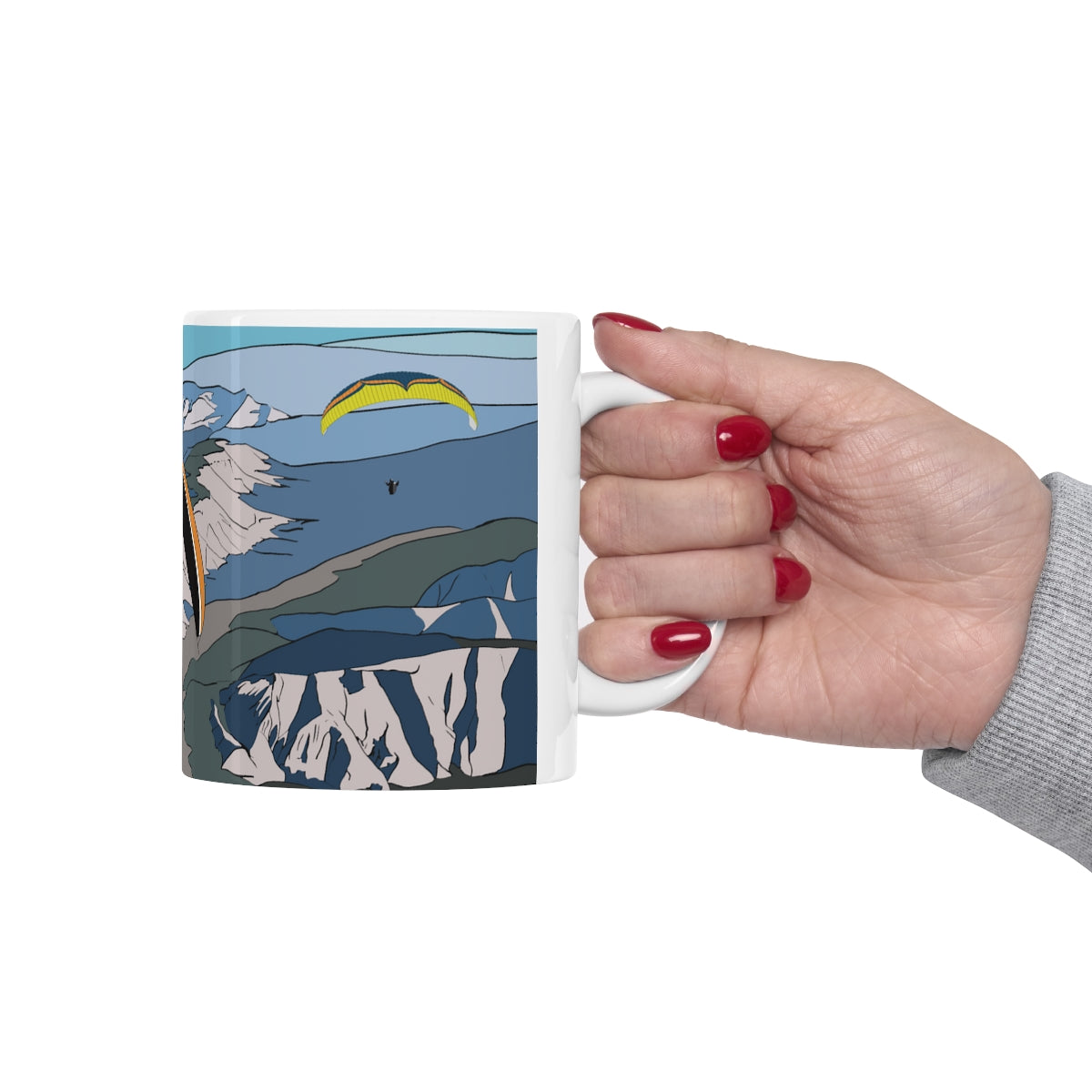 Three Paragliders Mug Yellow, Orange, Blue & Yellow