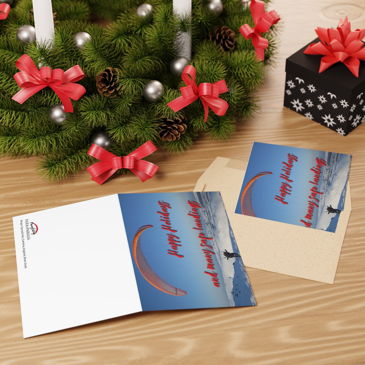 Paragliding Happy Holidays & Safe Landings - Greeting Cards
