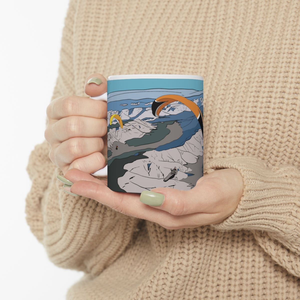 Three Paragliders Mug Yellow, Orange, Blue & Yellow
