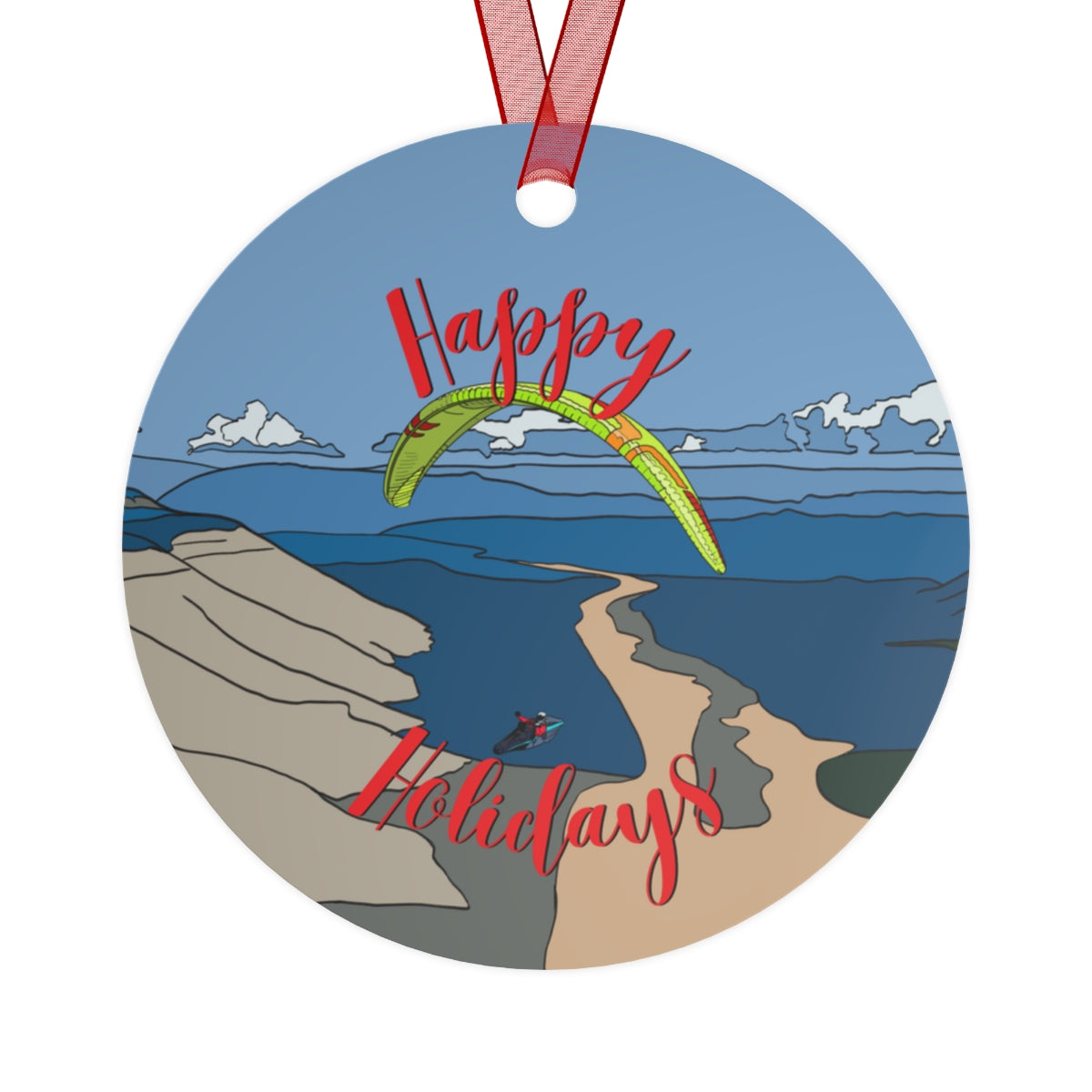 Happy Holidays Green Paraglider