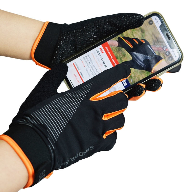 Quick Dry Bicycle Gloves Full Finger Touchscreen MTB Bike Gloves Breathable Autumn Anti-slip Gloves for Running Cycling