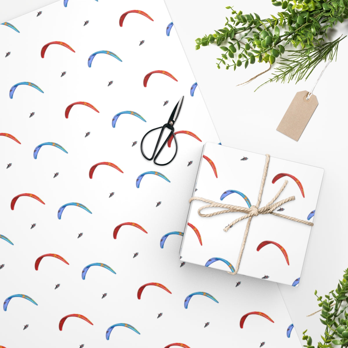 Paragliding Wrapping Paper - Red & Blue Gliders