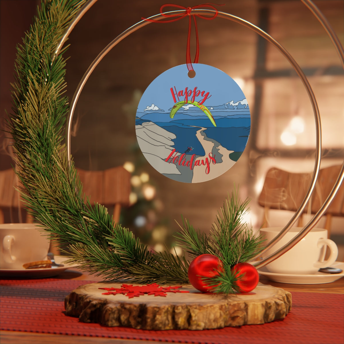 Happy Holidays Green Paraglider