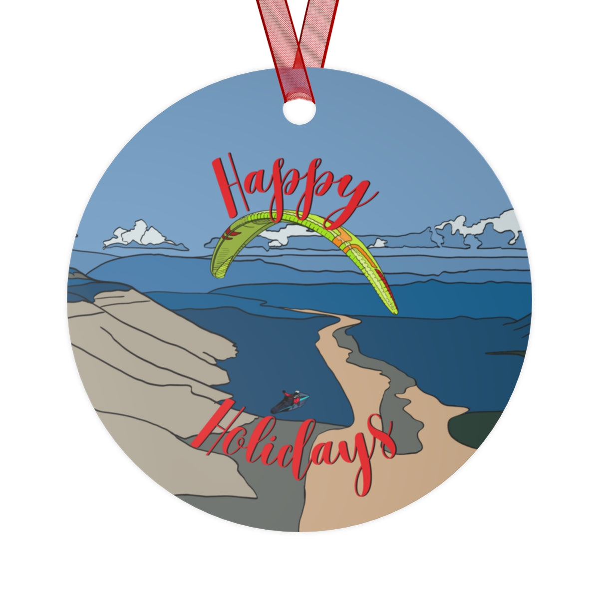 Happy Holidays Green Paraglider