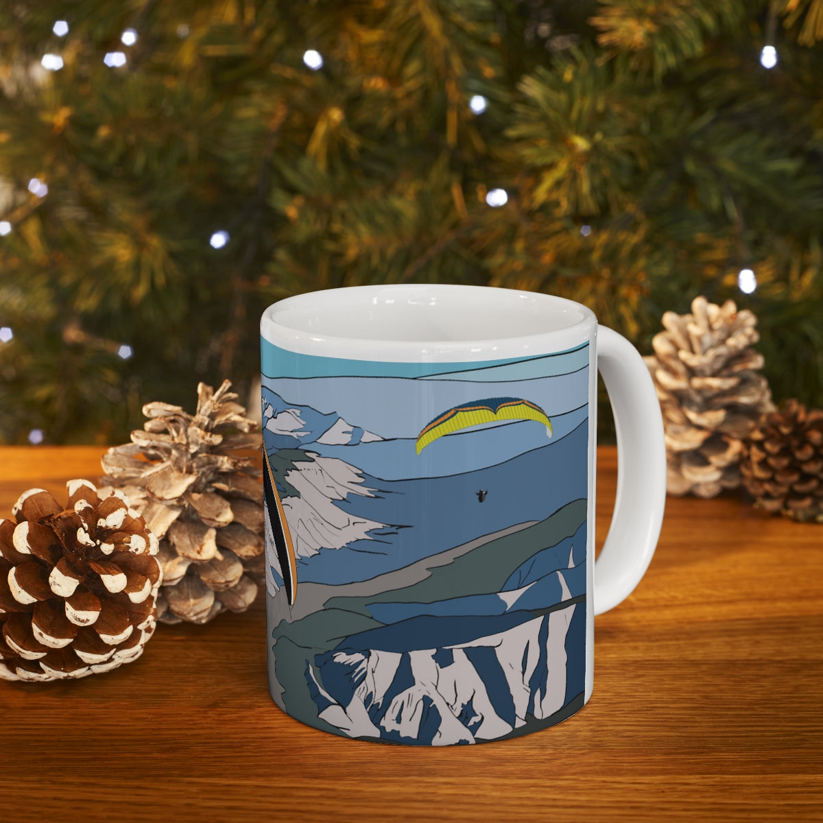 Three Paragliders Mug Yellow, Orange, Blue & Yellow