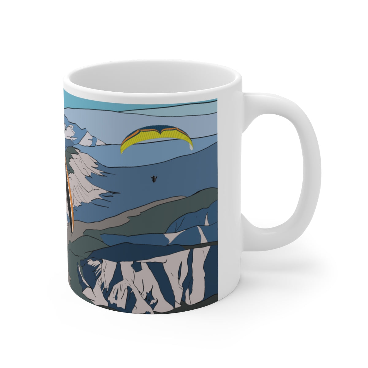 Three Paragliders Mug Yellow, Orange, Blue & Yellow