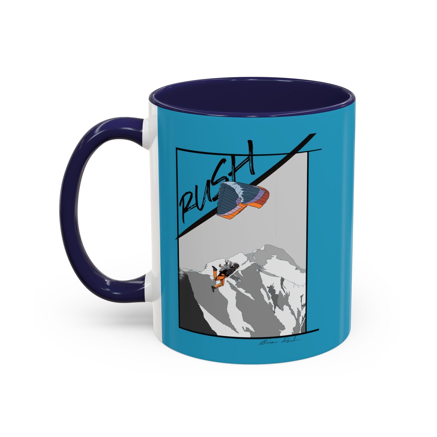 Turquoise "Rush" Speed Flying - Accent Coffee Mug, 11oz
