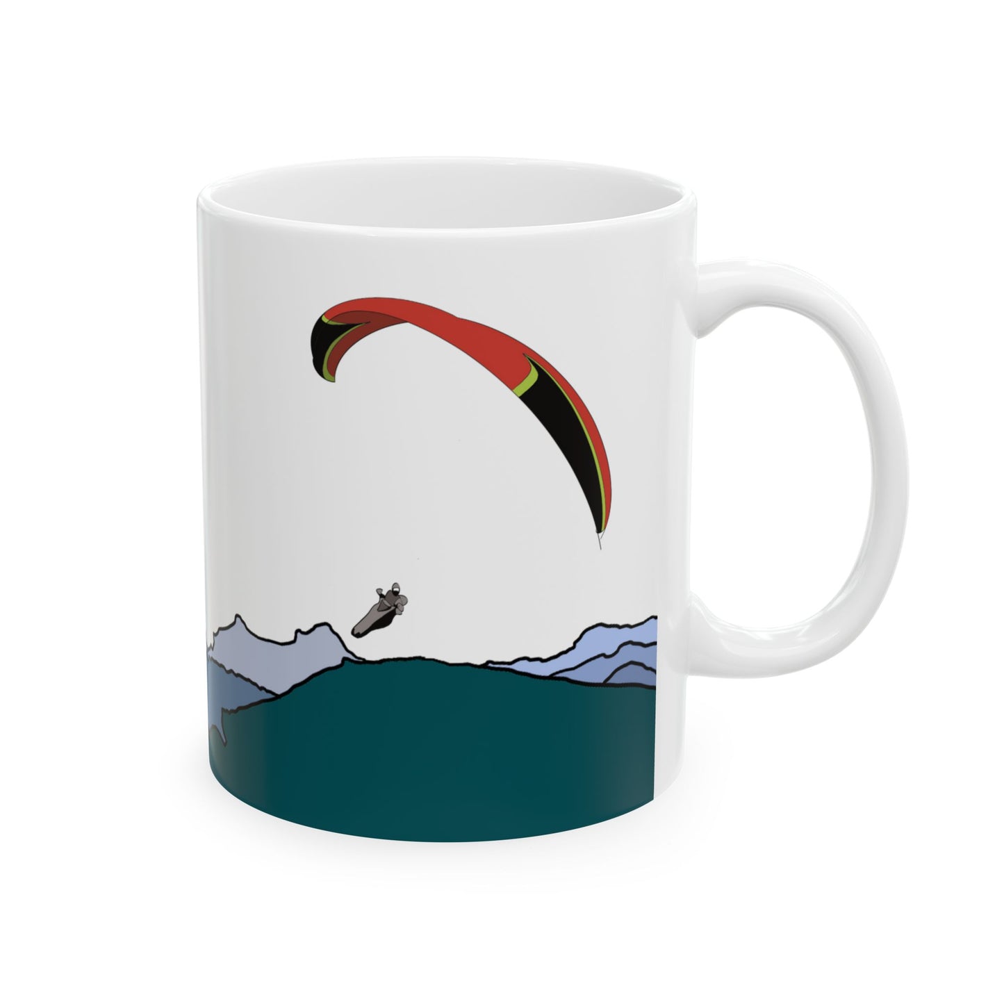 Fly High, Fly Far, Fly Safe Red Paraglider Mug