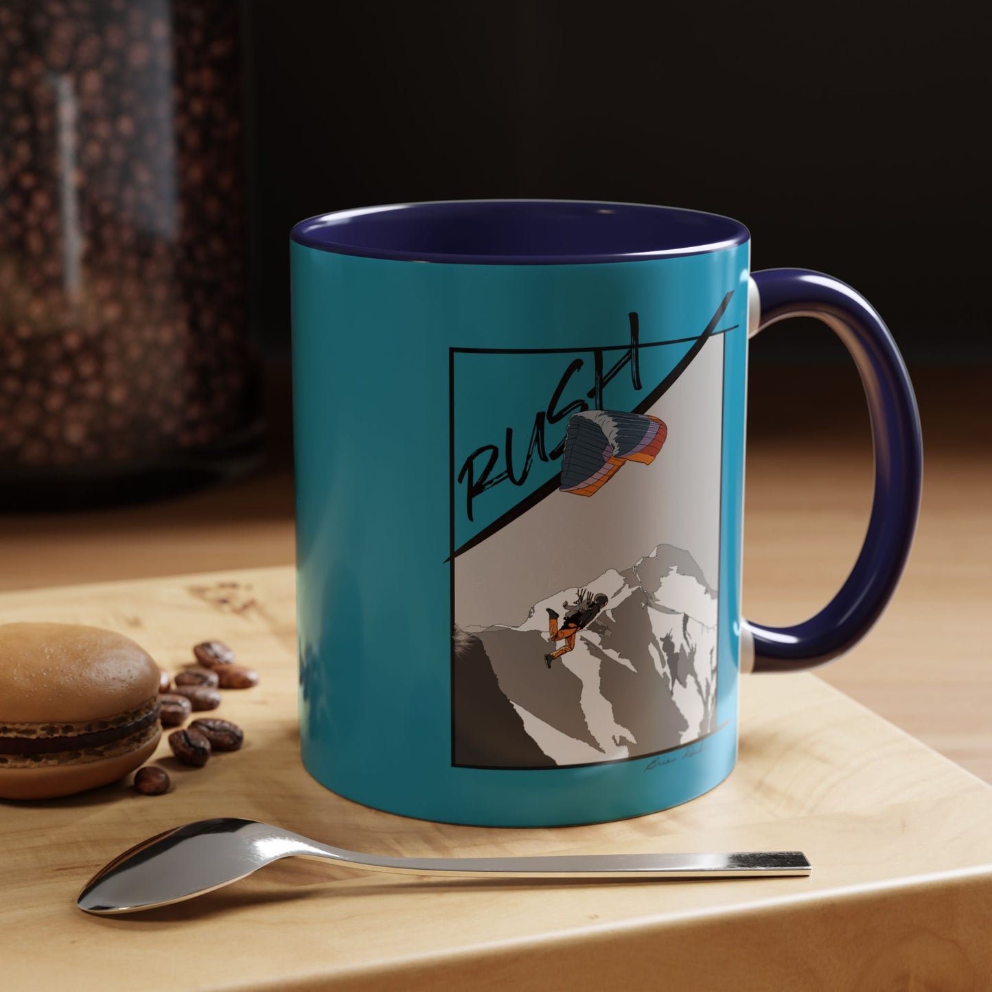 Turquoise "Rush" Speed Flying - Accent Coffee Mug, 11oz