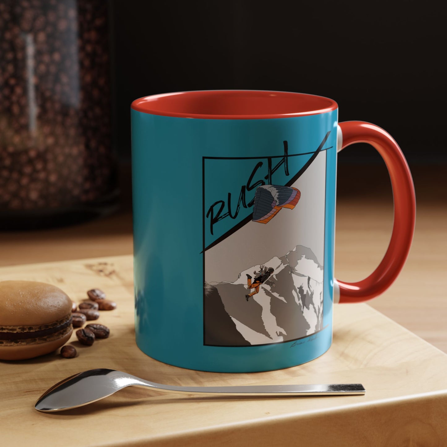 Turquoise "Rush" Speed Flying - Accent Coffee Mug, 11oz