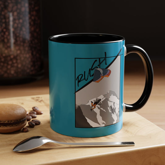 Turquoise "Rush" Speed Flying - Accent Coffee Mug, 11oz