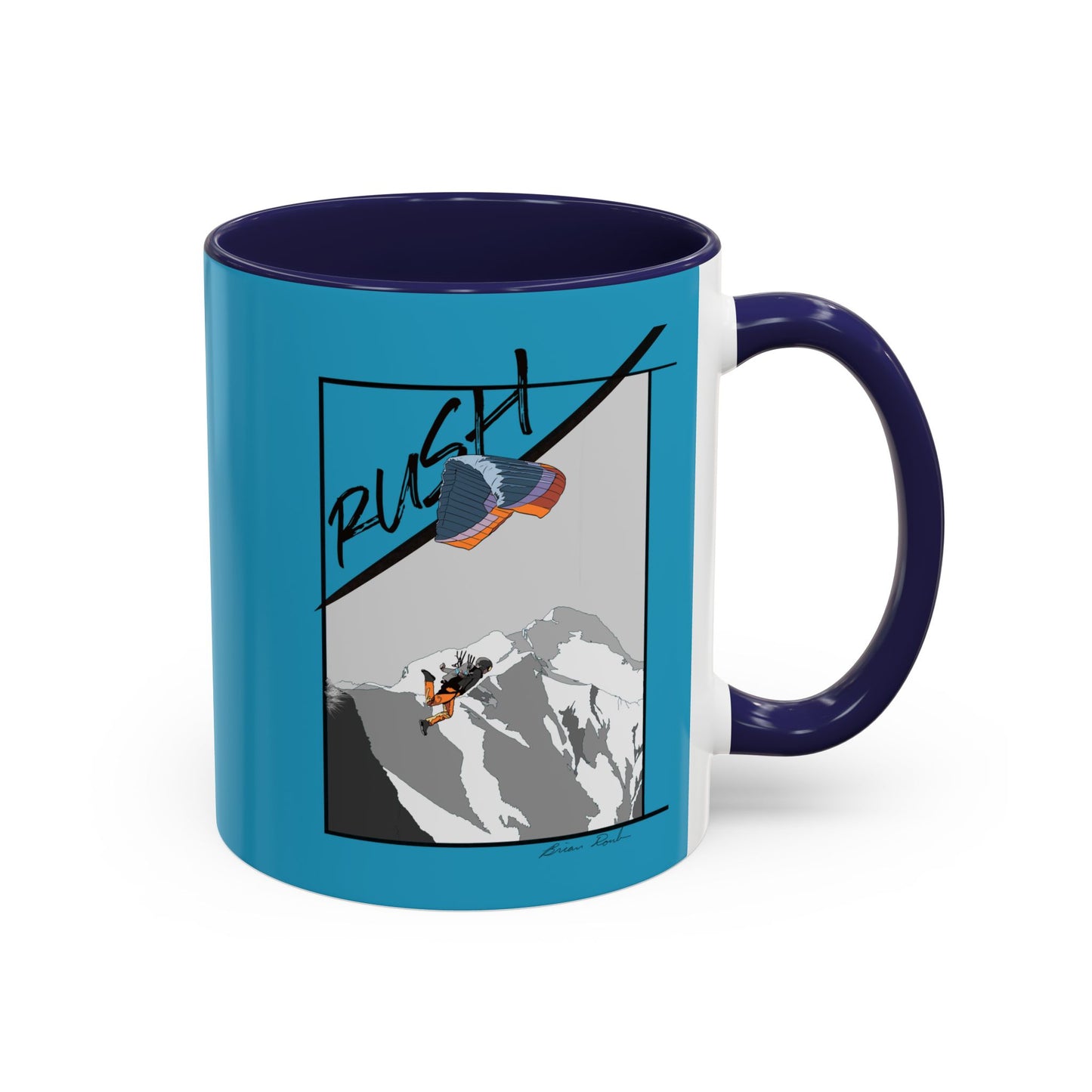 Turquoise "Rush" Speed Flying - Accent Coffee Mug, 11oz