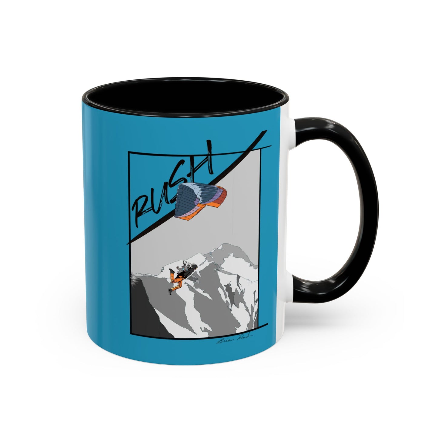Turquoise "Rush" Speed Flying - Accent Coffee Mug, 11oz