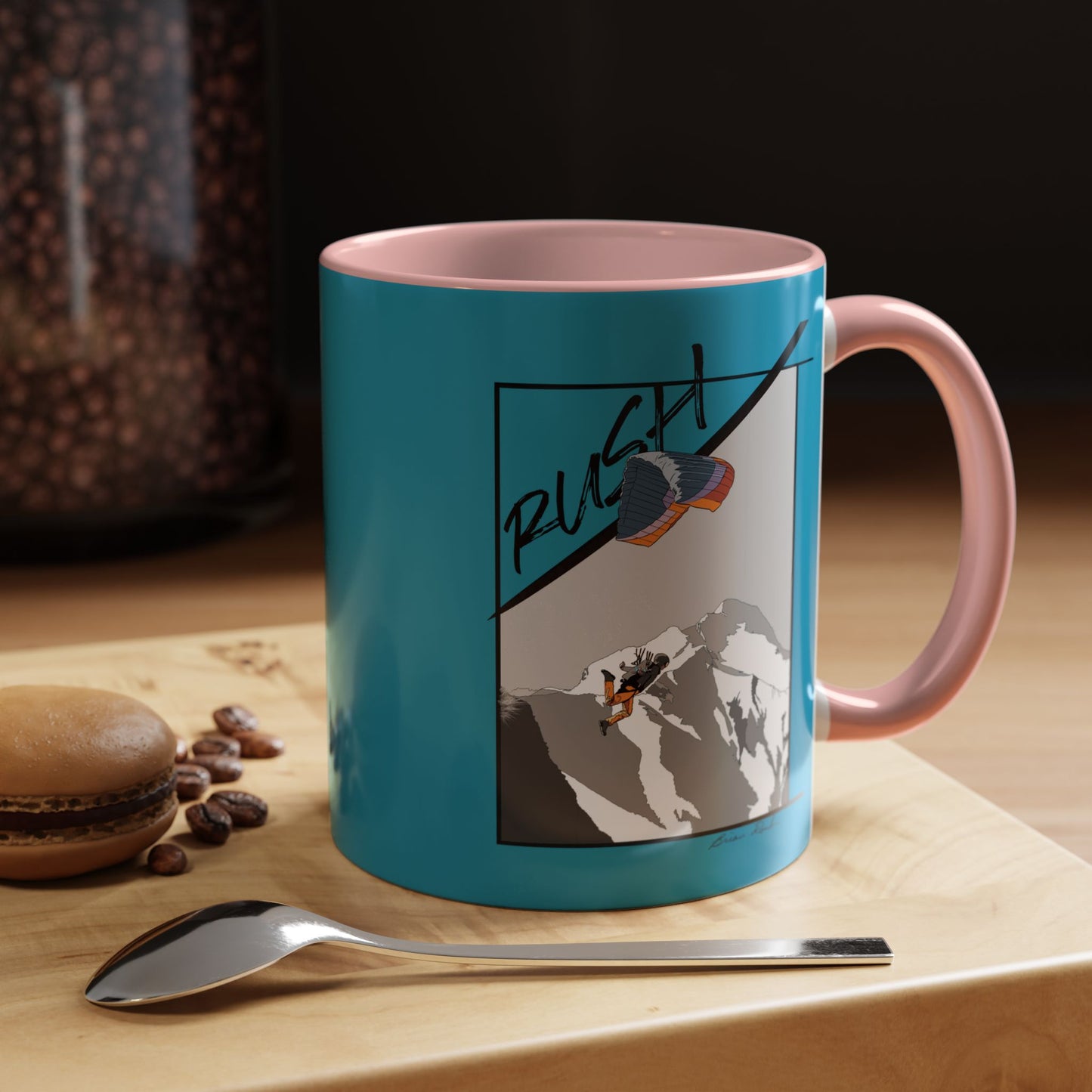 Turquoise "Rush" Speed Flying - Accent Coffee Mug, 11oz