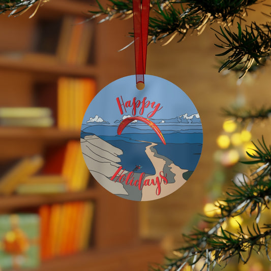 Happy Holidays Red Paraglider Ornament