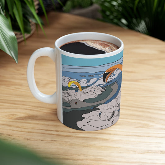 Three Paragliders Mug Yellow, Orange, Blue & Yellow