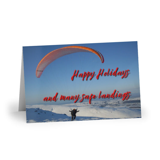 Paragliding Happy Holidays & Safe Landings - Greeting Cards